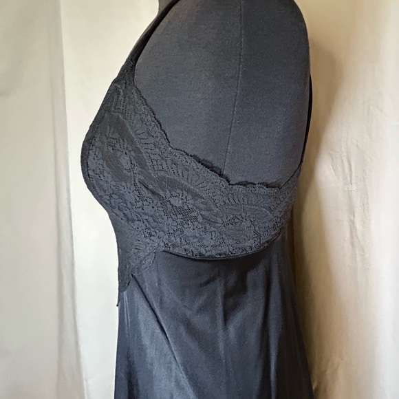 VINTAGE SLIP DRESS , Black with Lace Details , Small - Picture 4 of 6